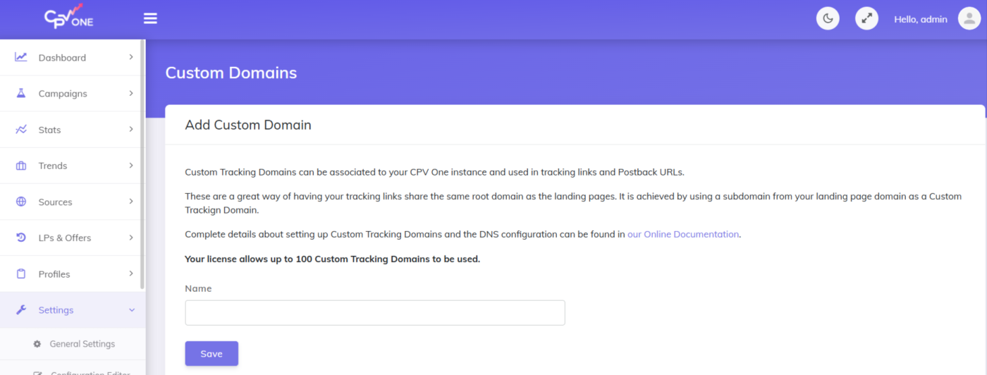 CPV One - Custom Domains