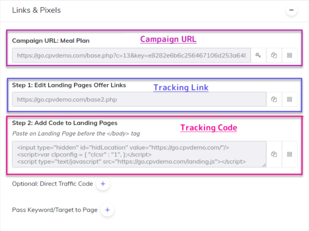 Tracking elements